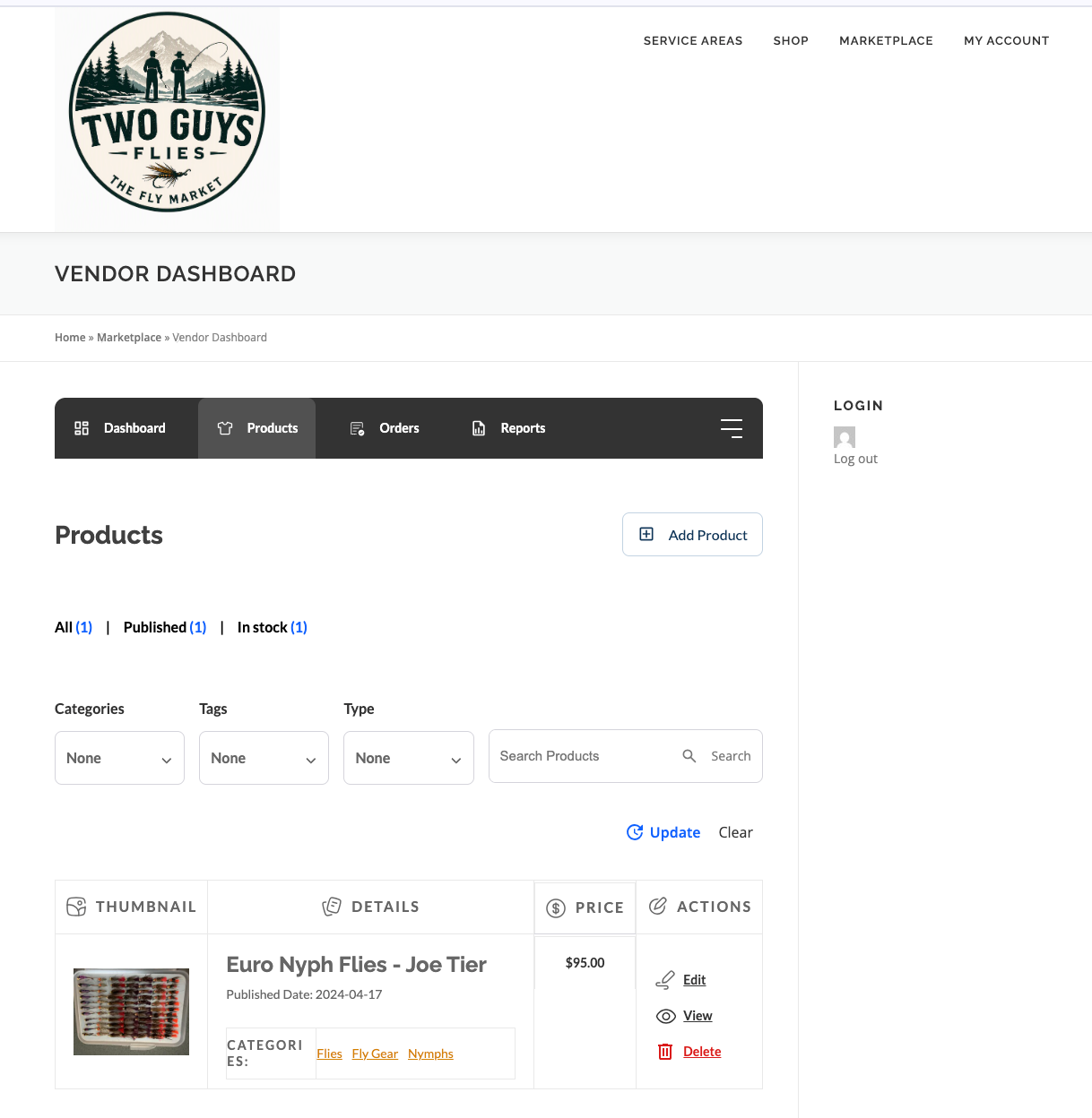 Manage Products screenshot showing product editing and advanced booking options