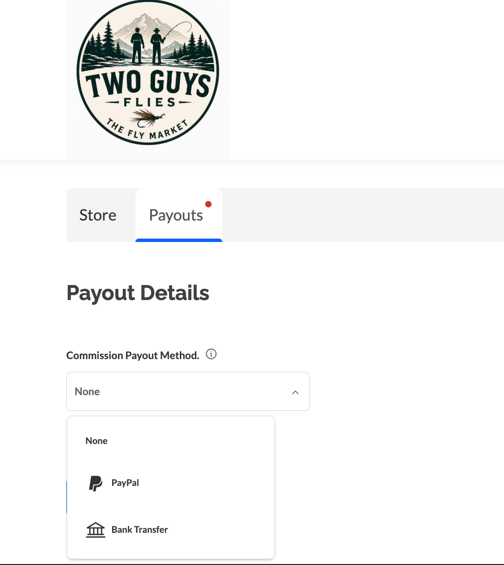 Manage Payouts screenshot showing payout history and connected payout method