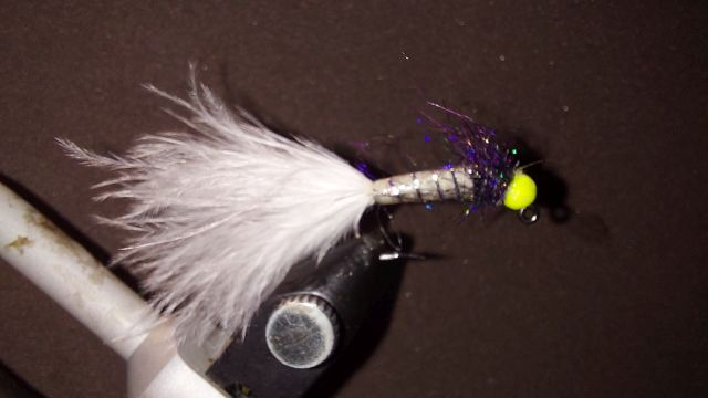 Chartreuse Head White Ice Jig
