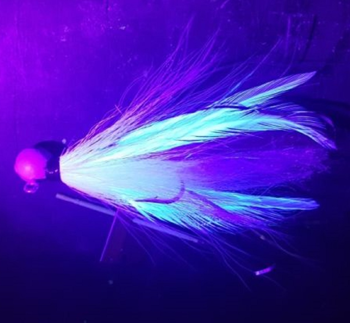 1/2 oz White UV Gumball Jig Size 3/0 - Image 2